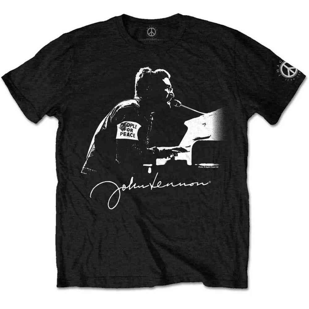 John Lennon - People For Peace Mens Tshirt - Black
